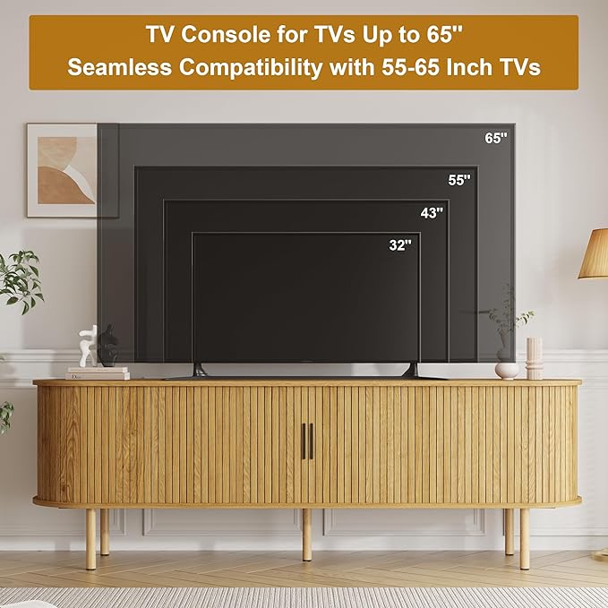 GarveeHome 70.1" TV Stand, Modern TV Console Table - Image 6