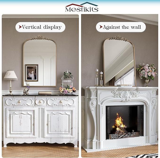 22" x 30" Arched Vintage Gold Mirror - Image 6