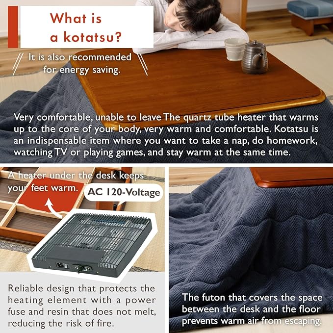 PaletteLife Japanese Heated Table- Wooden Chabudai Furniture - Image 3