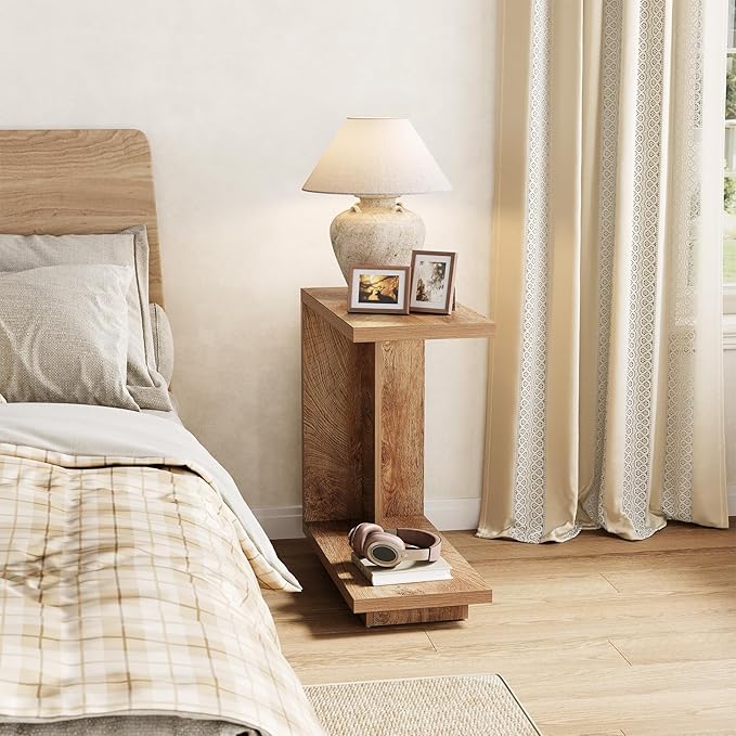 LITTLE TREE C-Shaped Side Table, Narrow 2-Tier End Table - Image 4