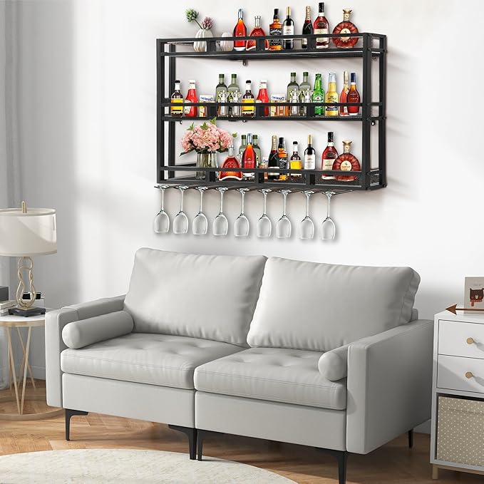 39 Inch Metal Wine Rack Wall Mounted, Bar Shelves - Image 3