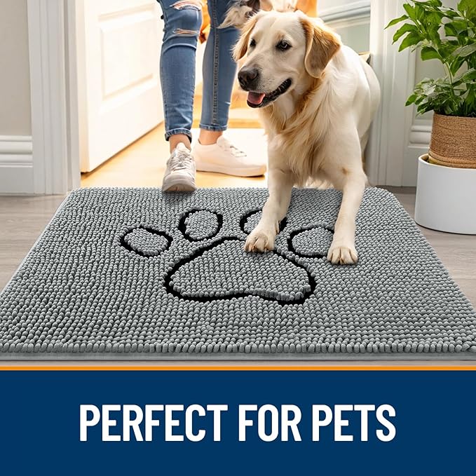 OLANLY Door Mat for Muddy Dog Paws 34x21, Ultra Absorbent Chenille Mud Doormat - Image 6