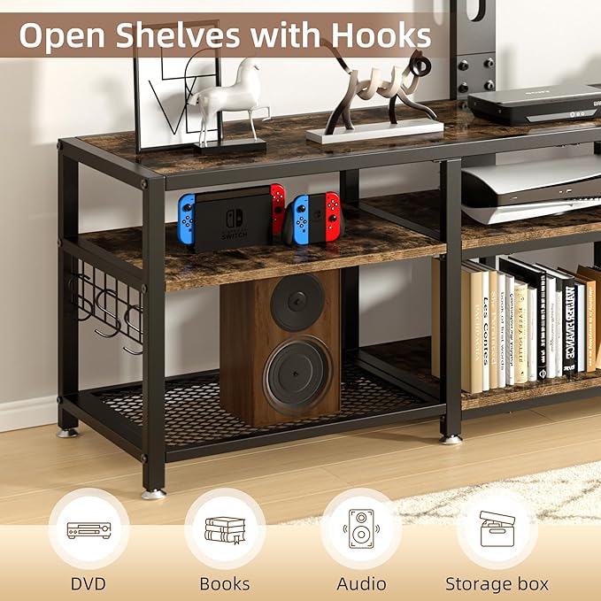 VECELO 71" TV Stand with Mount and Power Outlets, Entertainment Center with - Image 5