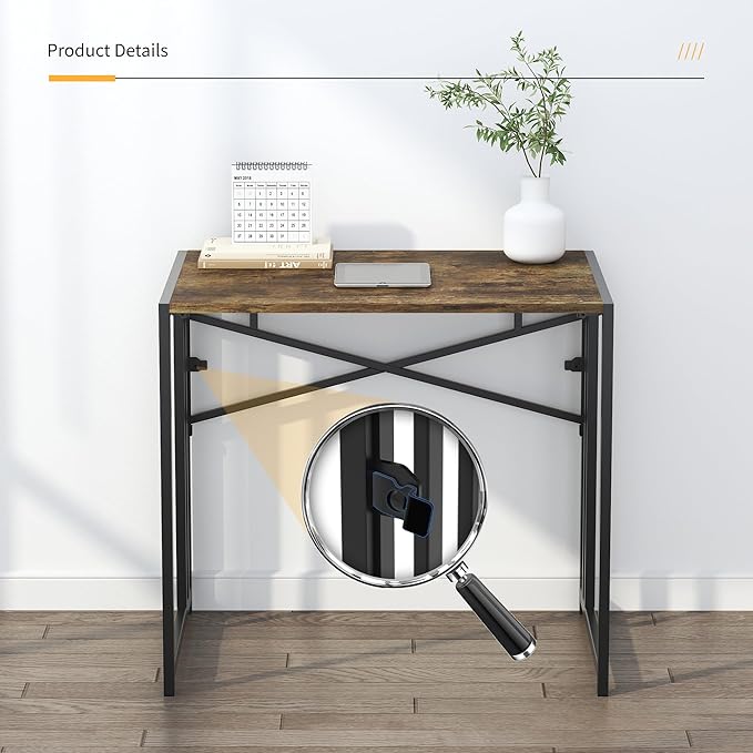 32 inch Small Folding Computer Desk, Writing Gaming Computer Desk - Image 9
