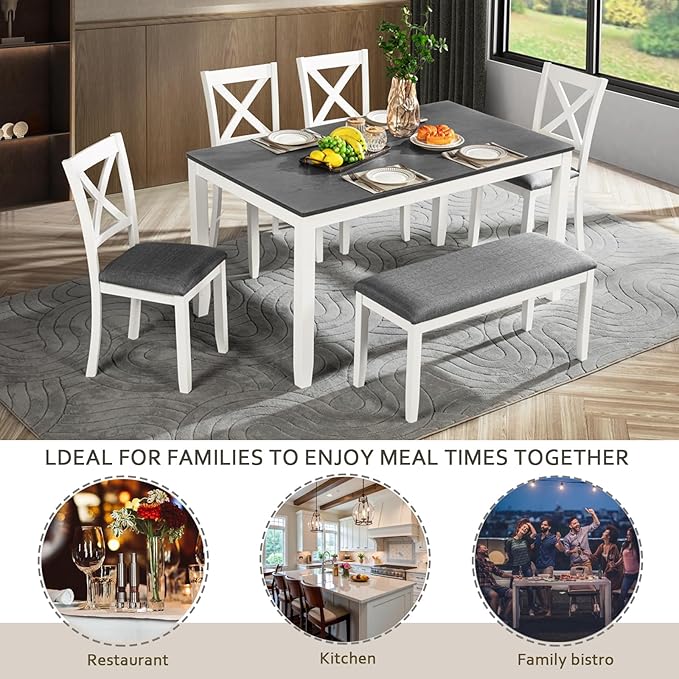soges 6-Piece Kitchen Dining Table Set - Image 7