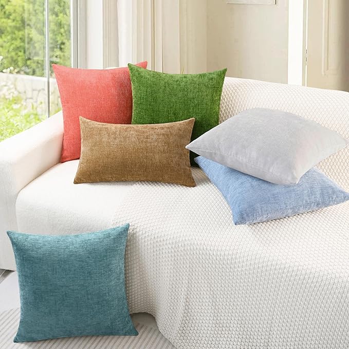 CaliTime Throw Pillow Covers Decorative 20 X 20 Inches Pack of 2 Cozy Chenille - Image 4