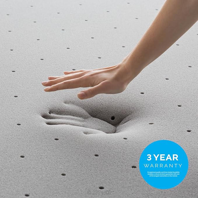 Lucid 3 Inch Ventilated Bamboo Charcoal Memory Foam Mattress Topper - Image 7