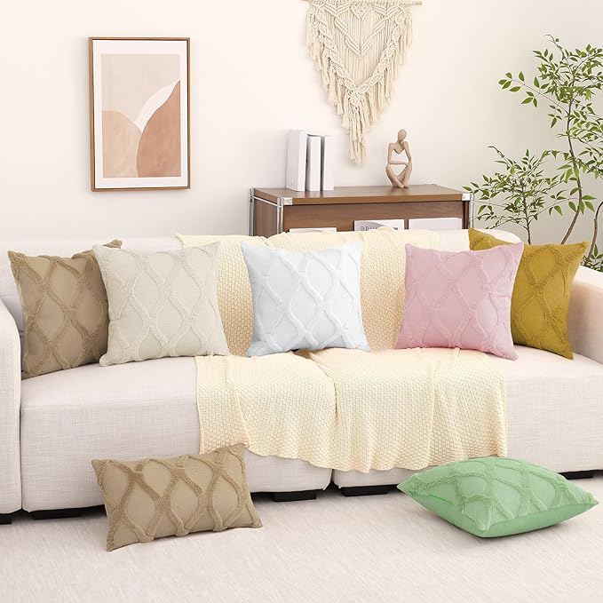 decorUhome Throw Pillow Covers 16x16 Inch Set of 2, Soft Plush Faux Fur Wool - Image 9