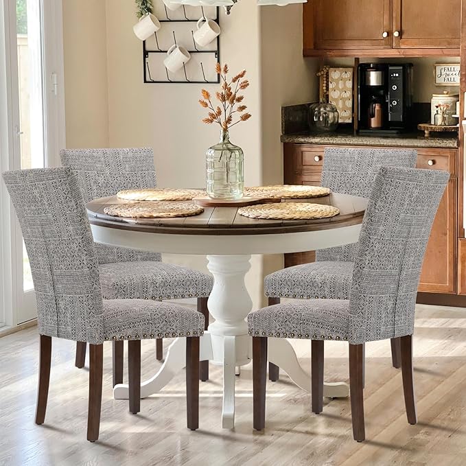 COLAMY Upholstered Parsons Dining Chairs Set of 2, Fabric Dining Room Kitchen - Image 2