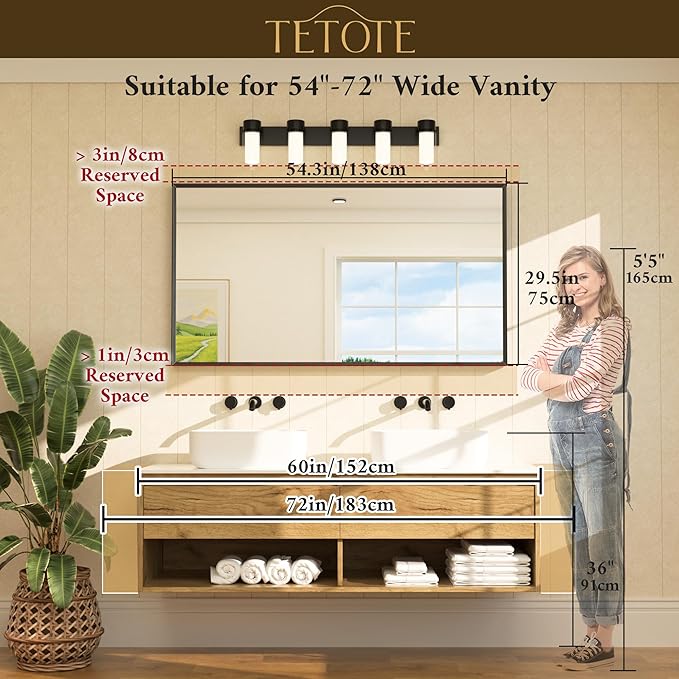 TETOTE Brushed Gold Bathroom Mirror - Image 5
