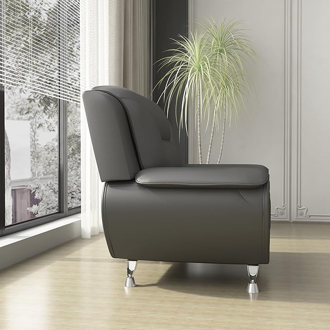 Container Furniture Direct Michael Modern Faux Leather Upholstered Stainless - Image 13