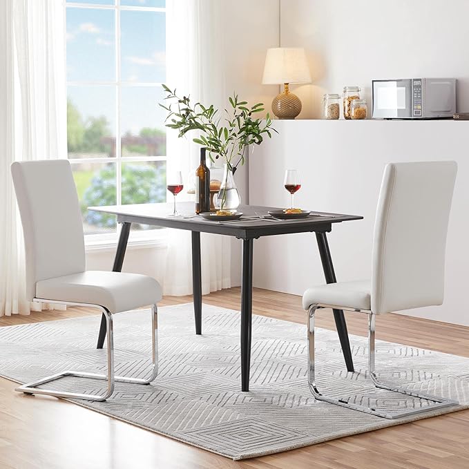 Yaheetech Dining Chairs Set of 4 Modern Faux Leather Upholstered Dining Room - Image 2