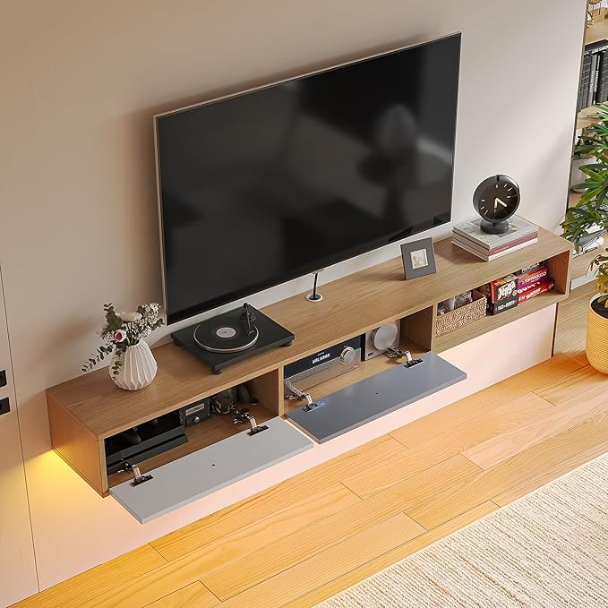 Modern Floating TV Stand with Doors, 47 Inch Wall Mounted TV Console, Floating - Image 5
