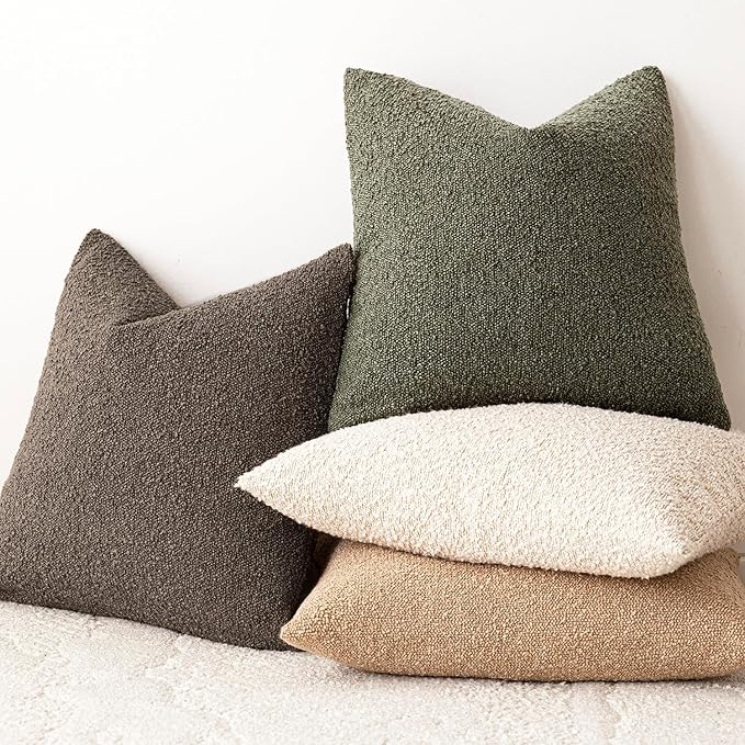 Foindtower Pack of 2 Textured Boucle Throw Pillow Covers Accent Solid - Image 6