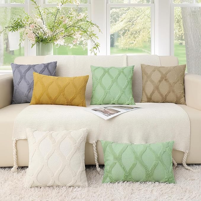 decorUhome Throw Pillow Covers 26x26 Inch Set of 2, Soft Plush Faux Fur Wool - Image 5
