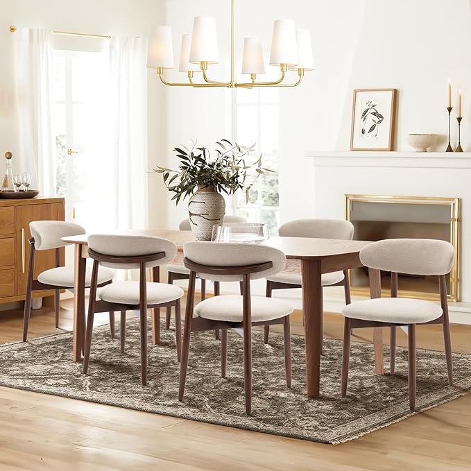 COLAMY Wooden Dining Chairs Set of 2, Modern Fabric Upholstered Kitchen Side - Image 7