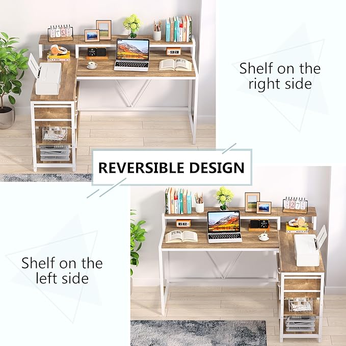 Tribesigns L Shaped Desk with Drawers and Monitor Stand, L Corner Desk with - Image 4