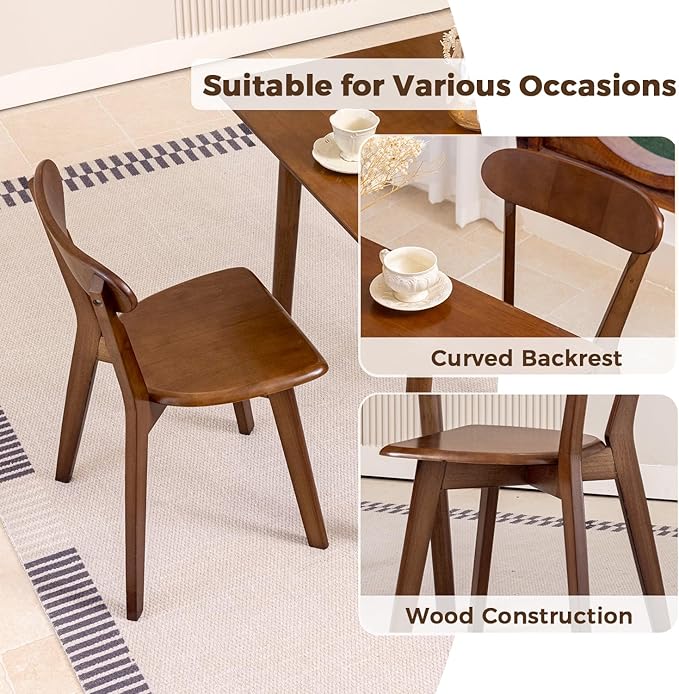 DELAVIN Soild Wood Dining Chairs Set of 2, Oak Wood Kitchen Chairs, Mid Century - Image 6