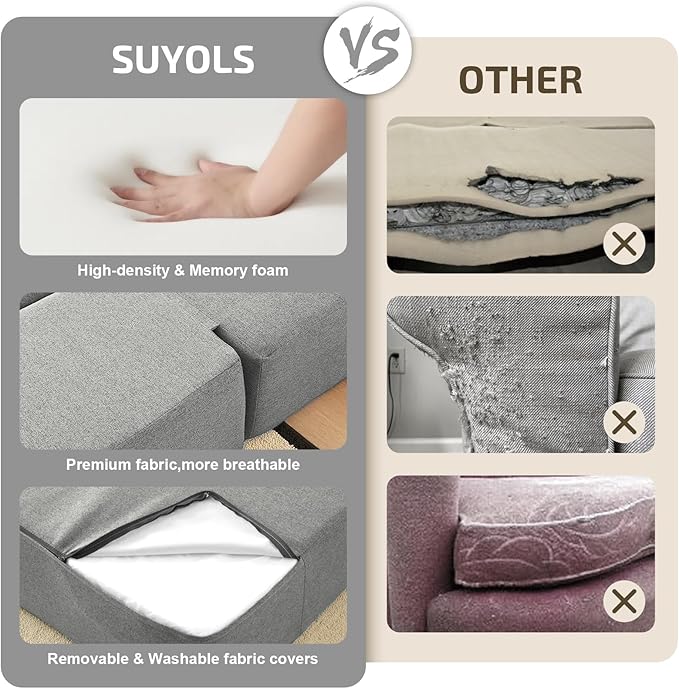 2-in-1 Folding Sofa Bed with Pillow - Image 6