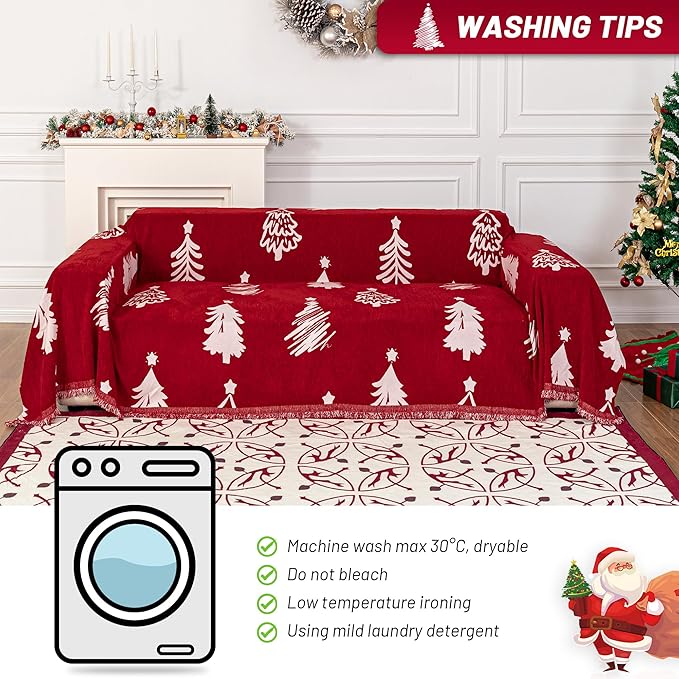 MYSKY HOME 71"X118" Loveseat Christmas Couch Cover, Sectional Sofa Covers Sofa - Image 5