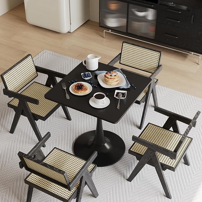 24" Black Tulip Table for Kitchen, Small Square Dining Table for 2 Person - Image 4