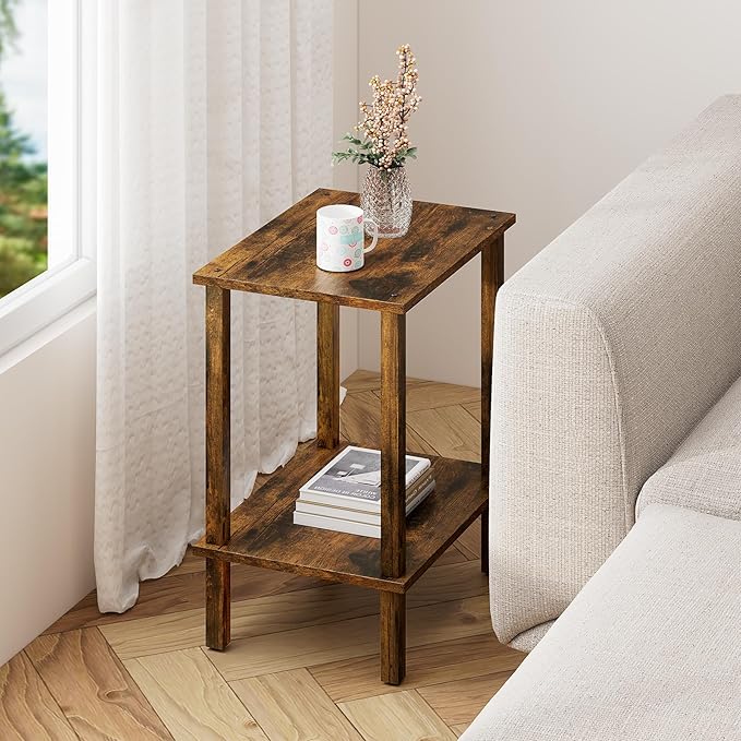 TUTOTAK End Table, Side Table, Nightstand, 2-Tier Storage Shelf, Sofa Table - Image 4