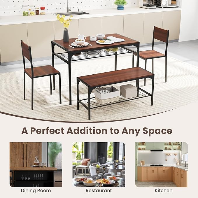 Tangkula Dining Table Set for 4, Kitchen Table and 2 Chairs for 4 - Image 8