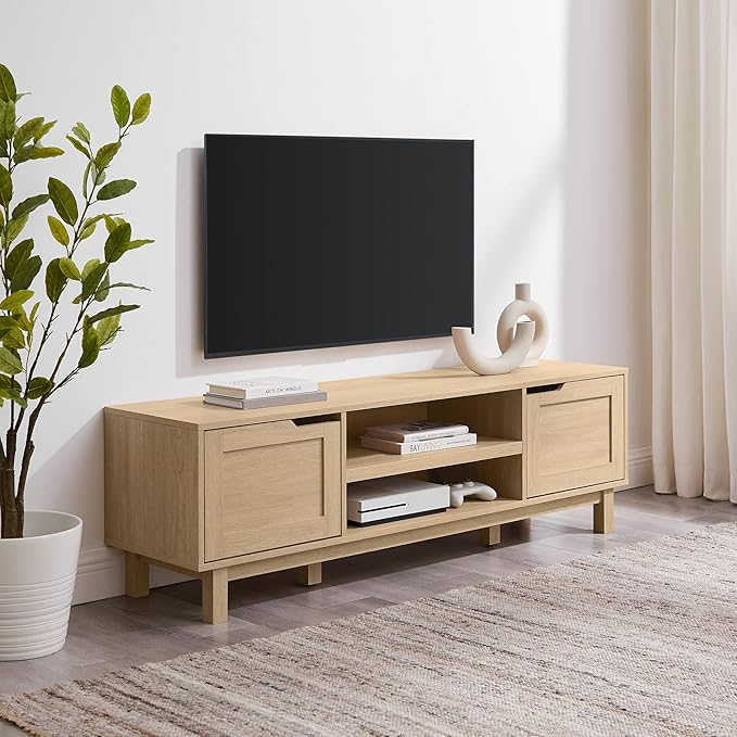 Walker Edison Tage Modern Pull-Open Door Low Stand - Image 3