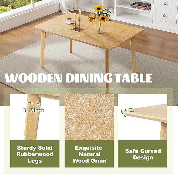 Merax 6 Piece Solid Wood Dining Table Set - Image 8