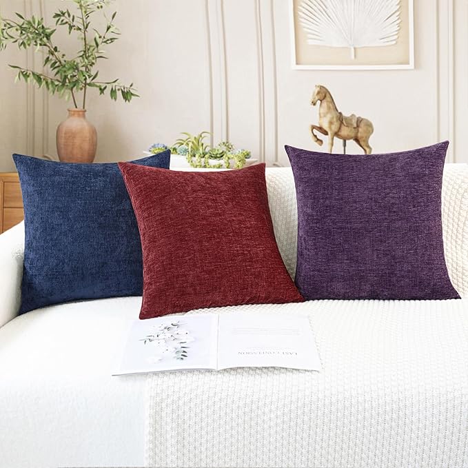 CaliTime Throw Pillow Covers Decorative 20 X 20 Inches Pack of 2 Cozy Chenille - Image 5