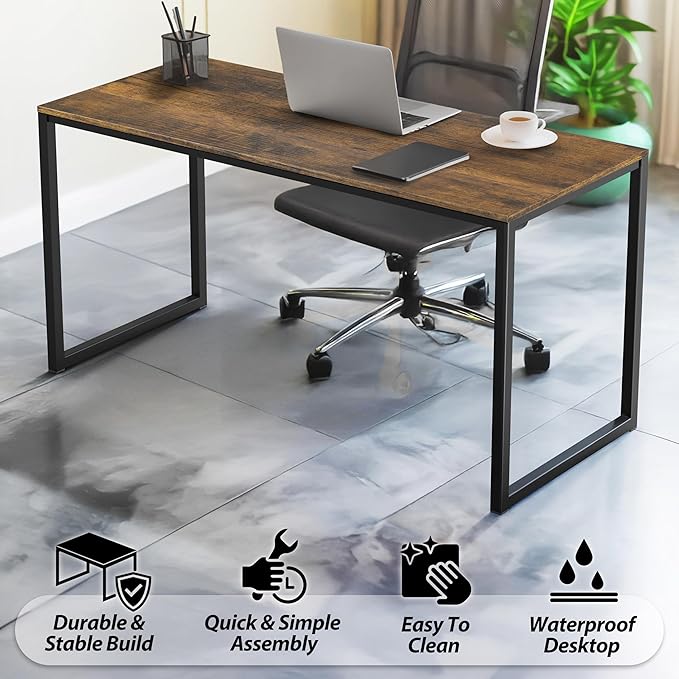 SHW Mission 48-Inch Home Office Computer Desk, Rustic Brown - Image 6