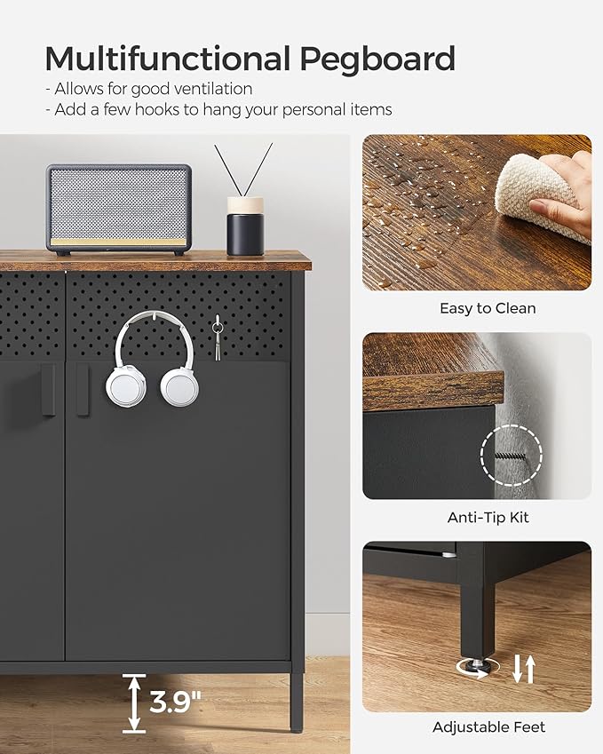 SONGMICS Set of 2 Storage Cabinets, Metal Cabinet, Sideboard - Image 7