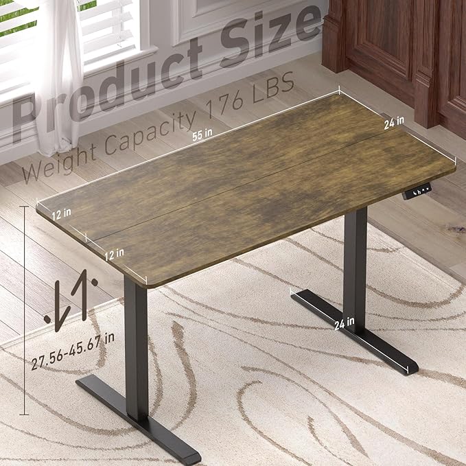 Ywin Electric Height Adjustable Standing Desk, 55 x 24 inches, Ergonomic Stand - Image 3