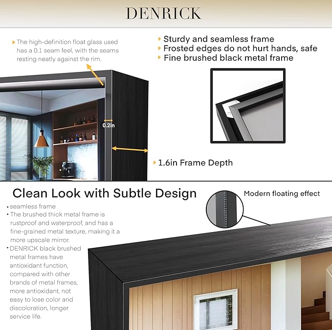 Brushed Metal Thick Frame Bathroom Mirror 24 x 30 Inch Metal Frame Black - Image 5