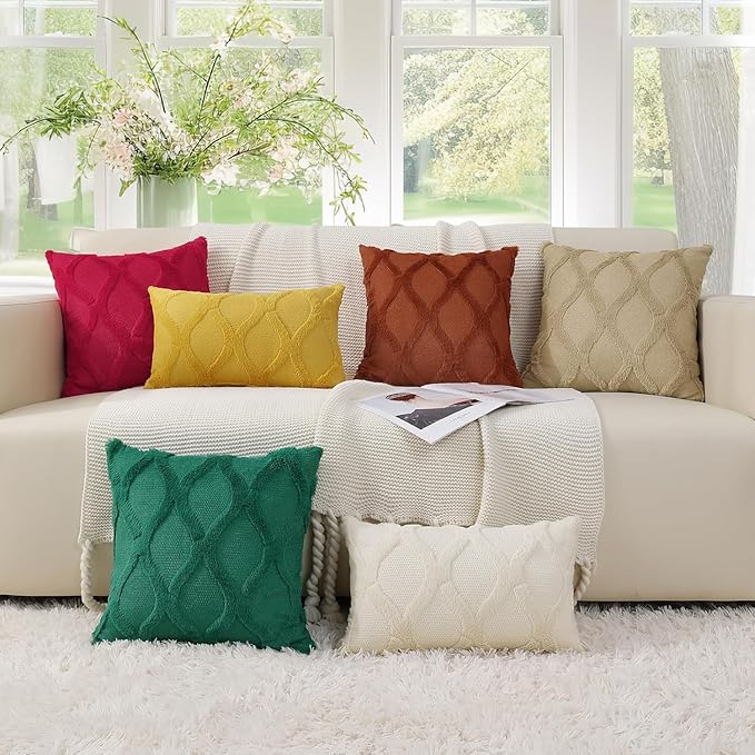 decorUhome Throw Pillow Covers 20x20 Inch Set of 2, Soft Plush Faux Fur Wool - Image 9