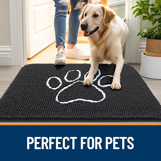 OLANLY Door Mat for Muddy Dog Paws 48x30, Ultra Absorbent Chenille Mud Doormat - Image 6