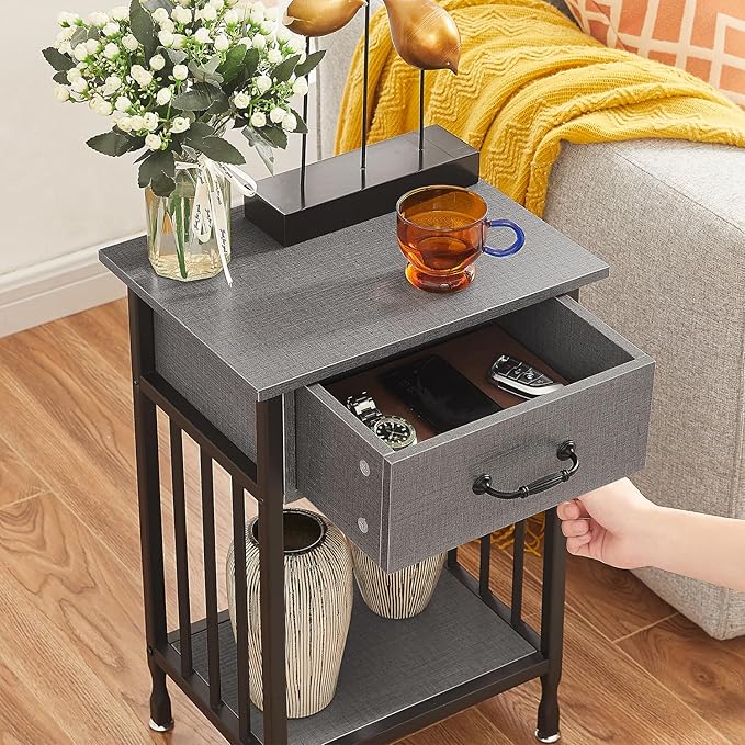 VECELO Nightstands Set of 2, Industrial Side Table/End Tables - Image 4