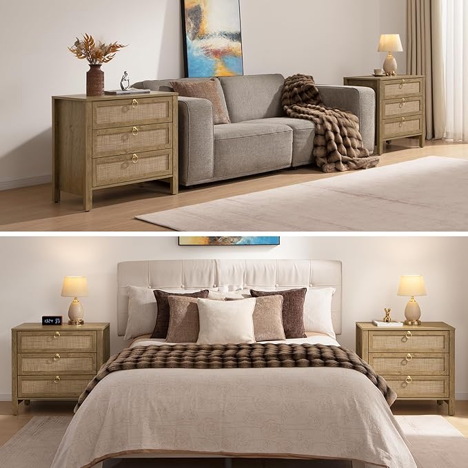 SICOTAS Nightstand Set 2 with Drawers - Image 6