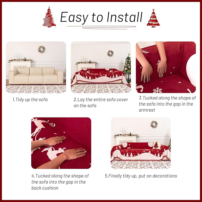MYSKY HOME Christmas Chenille Sofa Slipcover Couch Covers - Image 7