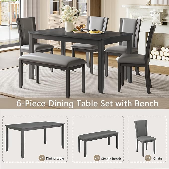 soges 6-Piece Large Dining Table Set - Image 8