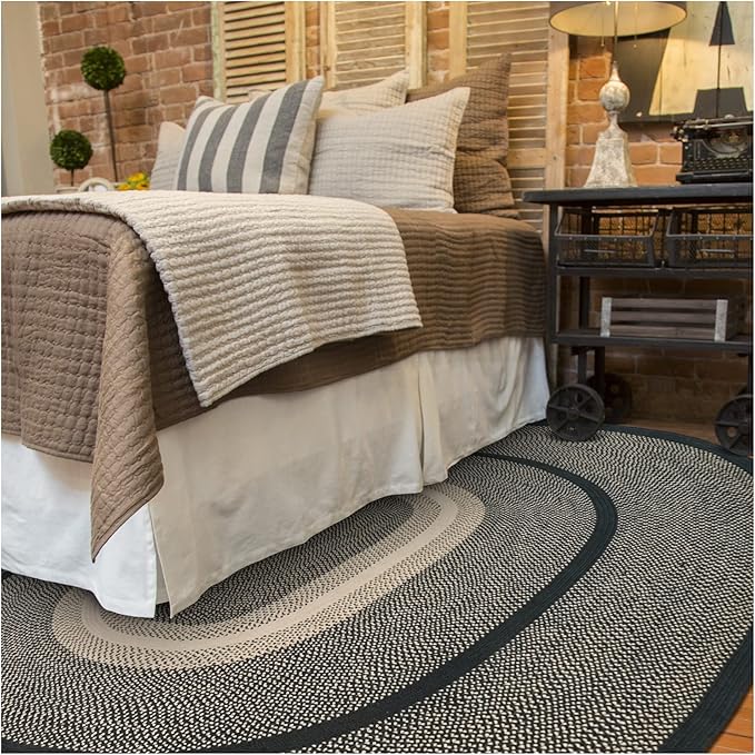 Homespice Manchester Black Oval Braided Rugs, 8x10' - Image 9