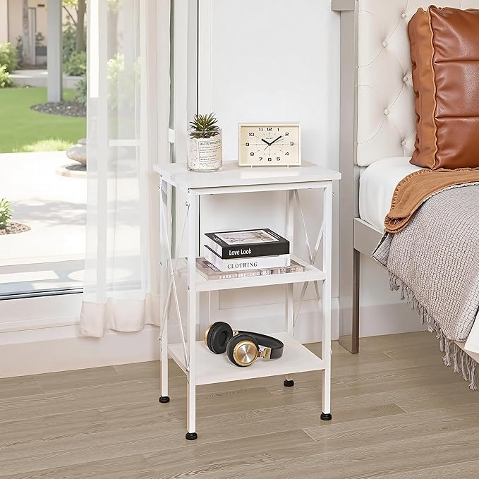 VECELO End Table Set of 2, Bedside Table, X-Design Reinforced Nightstands - Image 4