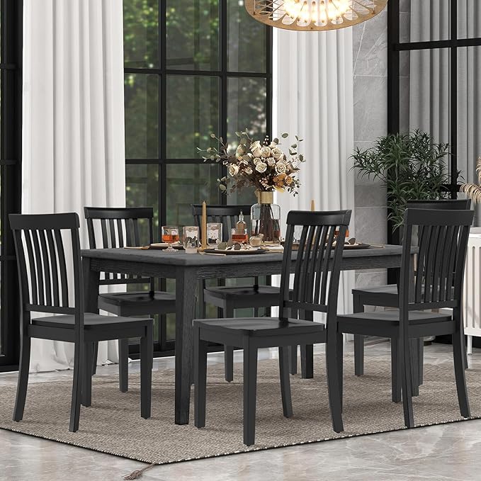 COLAMY Wooden Dining Chairs Set of 4, Solid Rubberwood Kitchen & Dining Room - Image 8