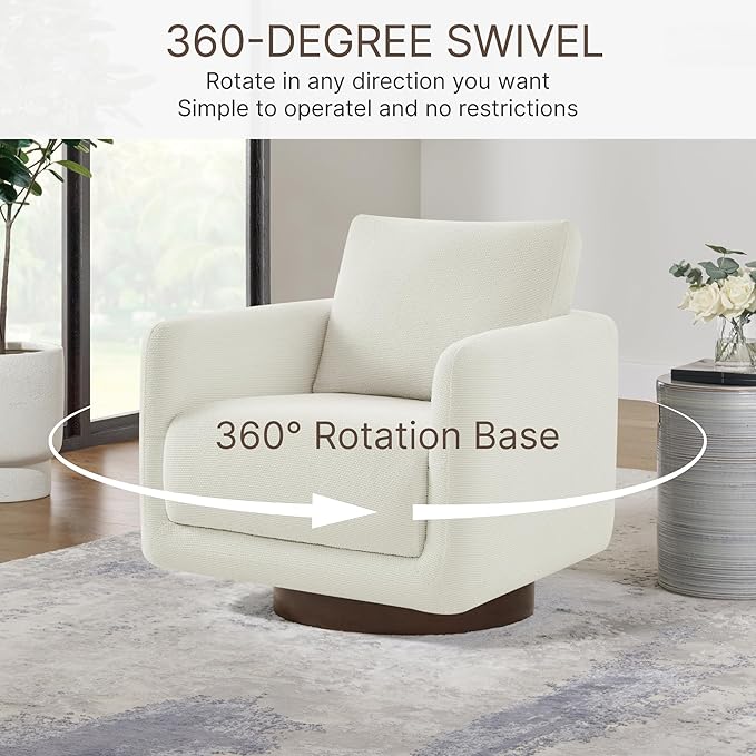 Modern Swivel Accent Chair, 360° Rotating Round Barrel Armchair - Image 3