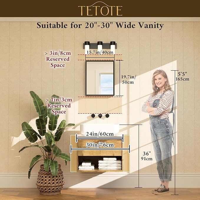 TETOTE Gold Bathroom Mirror 16" x 20" Brushed Gold Brass Rectangle Beveled - Image 5
