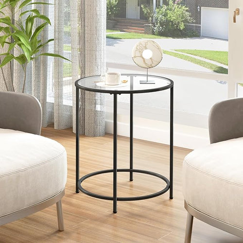 19.7’’ Round Glass End Table, Round Bedside Table - Image 2