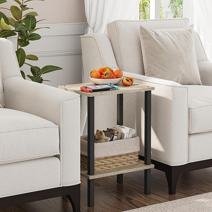 TUTOTAK End Table, Side Table, Nightstand, 2-Tier Storage Shelf, Sofa Table - Image 4