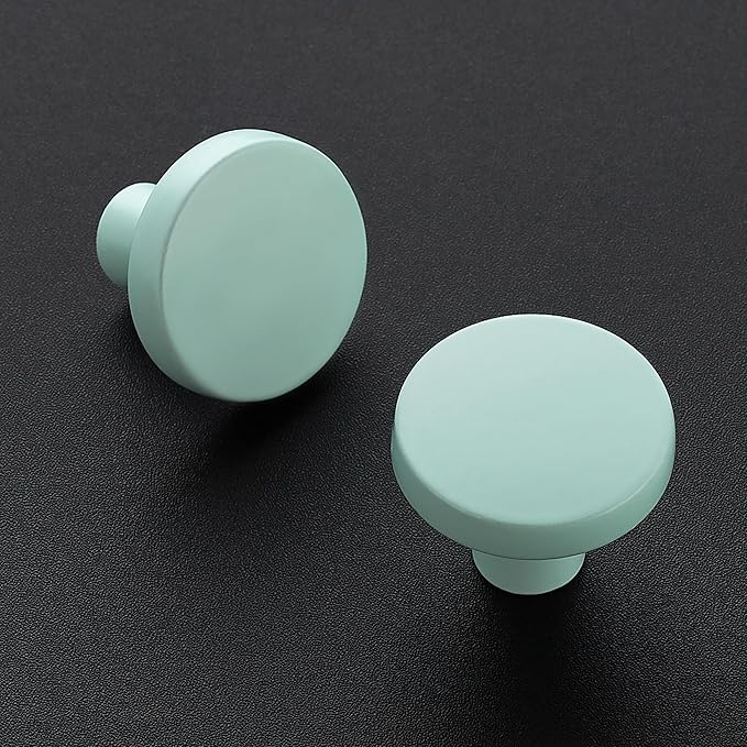 Ravinte 10 Pack Drawer Pulls 1-1/4 Inch Green Kitchen Cabinet Knobs Solid Round - Image 2