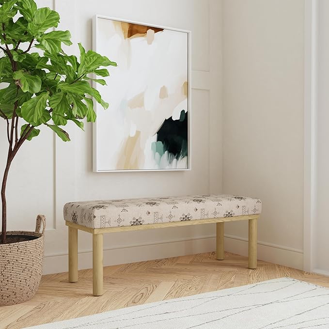 HomePop Oslo Decorative Bench -Cream Contemporary Global Pattern - Image 2