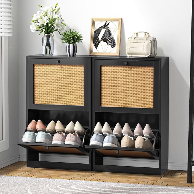 Rattan Shoe Cabinet for Entryway Slim, Entrance Shoe Cabinet - Image 7